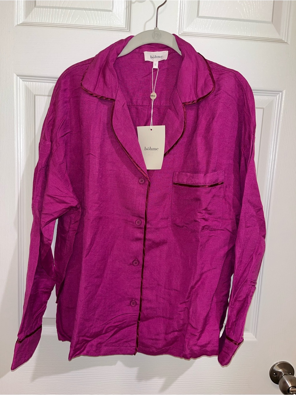 NWT Bohme Magenta Button Down Blouse